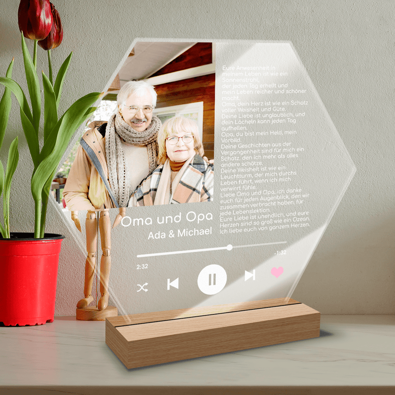 Ihre Anwesenheit - Druck auf Glas, personalisiertes Geschenk für Großeltern - Adamell.de