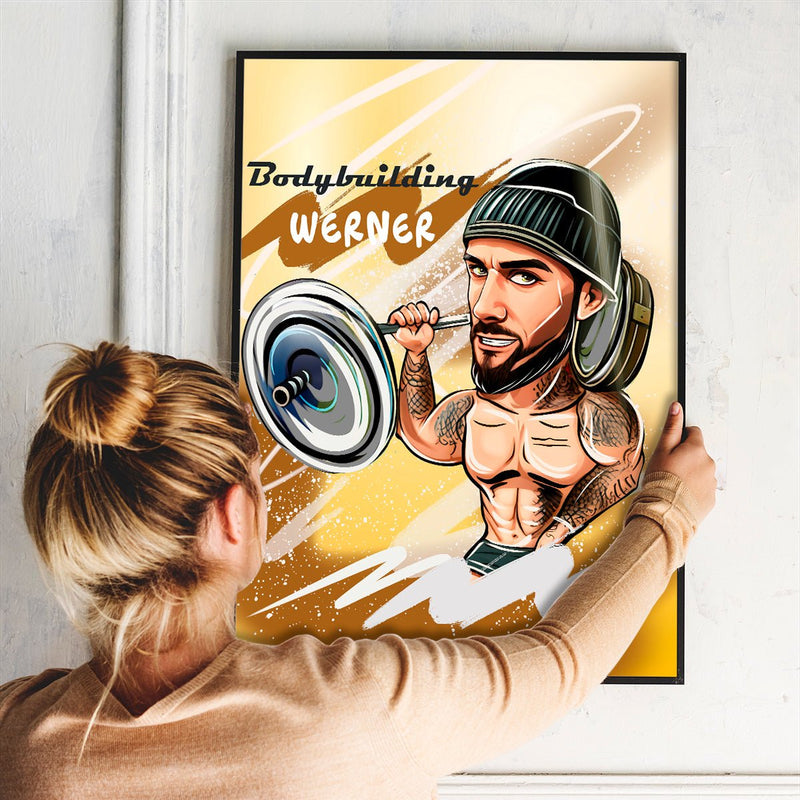 Illustration eines Sportlers - Poster, personalisiertes Geschenk für Sportler - Adamell.de