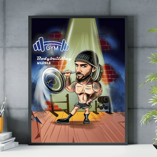 Illustration eines Sportlers - Poster, personalisiertes Geschenk für Sportler - Adamell.de