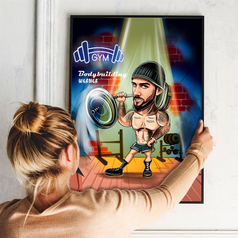 Illustration eines Sportlers - Poster, personalisiertes Geschenk für Sportler - Adamell.de