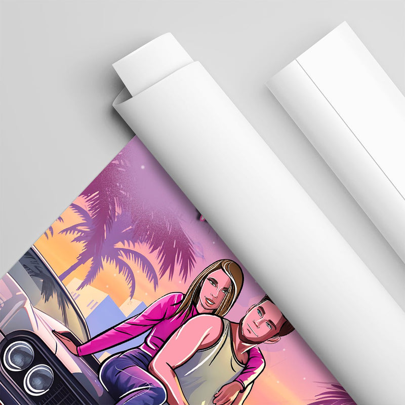 Illustration im GTA - Stil - Poster, personalisiertes Geschenk für Mann - Adamell.de