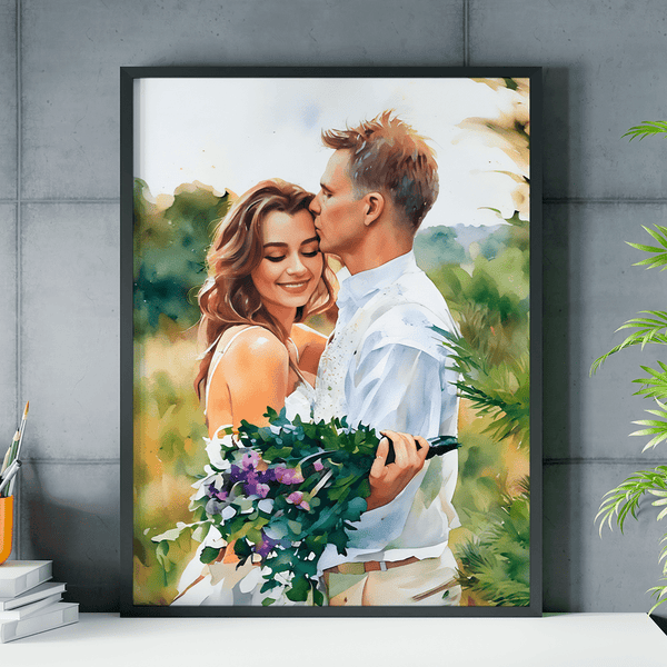 Im Aquarellstil - Poster, personalisiertes Geschenk für Paar - Adamell.de