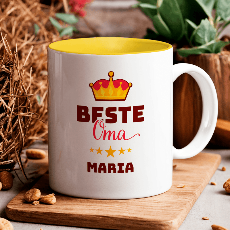 Inschrift beste Großmutter + Name - 1x bedruckte Tasse, personalisiertes Geschenk für Oma - Adamell.de