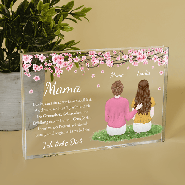 Inschrift + Bild in Blumen - Druck auf Glas, personalisiertes Geschenk für Mama - Adamell.de