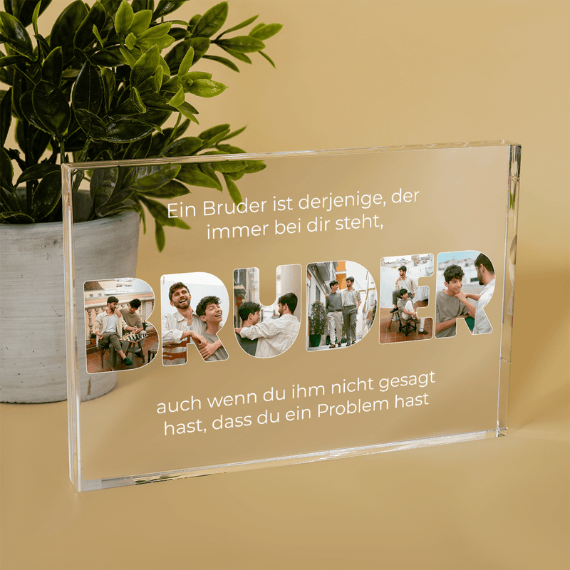 Inschrift BRUDER Collage - Druck auf Glas, personalisiertes Geschenk für Bruder - Adamell.de