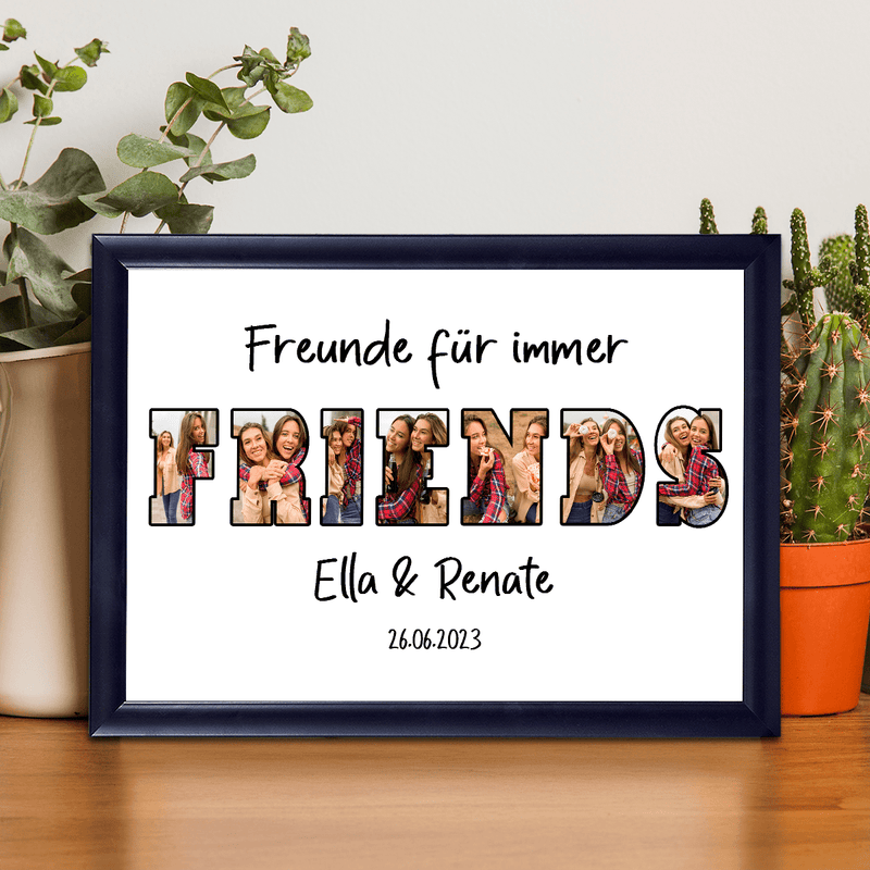 Inschrift Friends - Druck auf Glas, personalisiertes Geschenk für Freund - Adamell.de