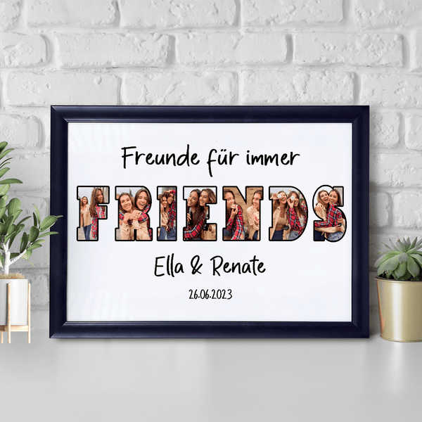 Inschrift Friends - Druck auf Glas, personalisiertes Geschenk für Freund - Adamell.de