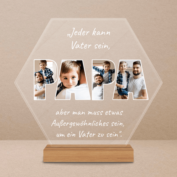 Inschrift PAPA Collage - Druck auf Glas, personalisiertes Geschenk für Papa - Adamell.de