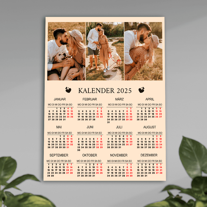 Kalender + 3 Fotos von Verliebten - Poster, personalisiertes Geschenk für Paar - Adamell.de