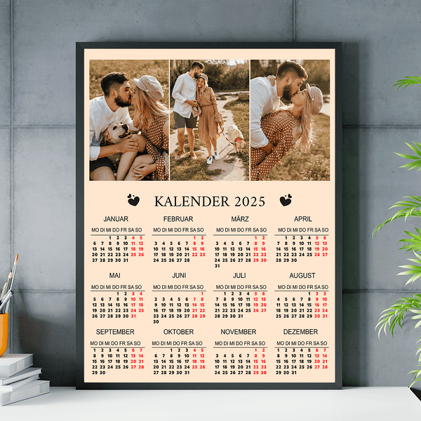 Kalender + 3 Fotos von Verliebten - Poster, personalisiertes Geschenk für Paar - Adamell.de