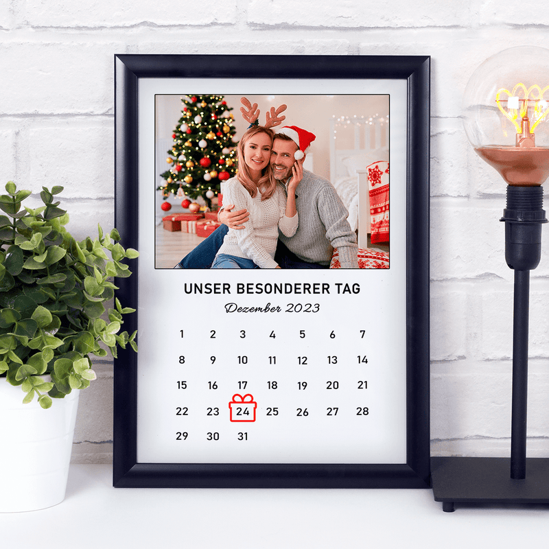 Kalender für die Ehefrau - Druck auf Glas, personalisiertes Geschenk für die Ehefrau - Adamell.de