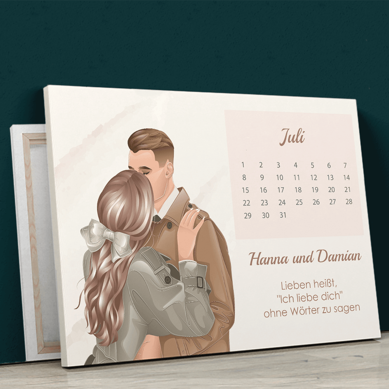 Kalender für Paare - Druck auf Leinwand, personalisiertes Geschenk für Paar - Adamell.de