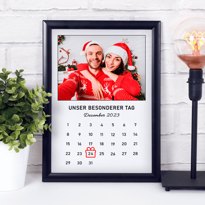 Kalender mit besonderem Datum - Druck auf Glas, personalisiertes Geschenk für Ehemann - Adamell.de