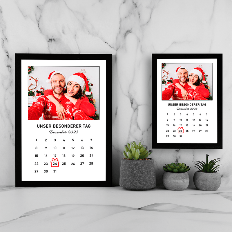 Kalender mit besonderem Datum - Druck auf Glas, personalisiertes Geschenk für Ehemann - Adamell.de