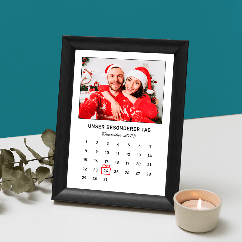 Kalender mit besonderem Datum - Druck auf Glas, personalisiertes Geschenk für Ehemann - Adamell.de