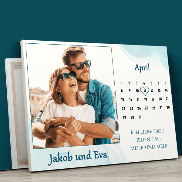 Kalender mit Foto des Paares - Druck auf Leinwand, personalisiertes Geschenk für Paar - Adamell.de