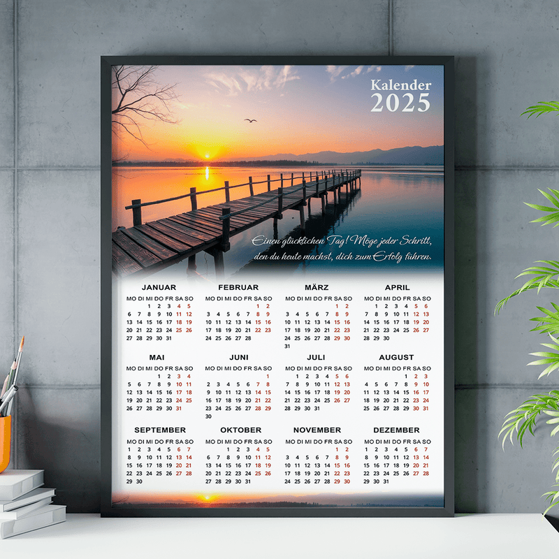 Kalender Sonnenuntergang + Text - Poster, personalisiertes Geschenk für Frau, Mann - Adamell.de