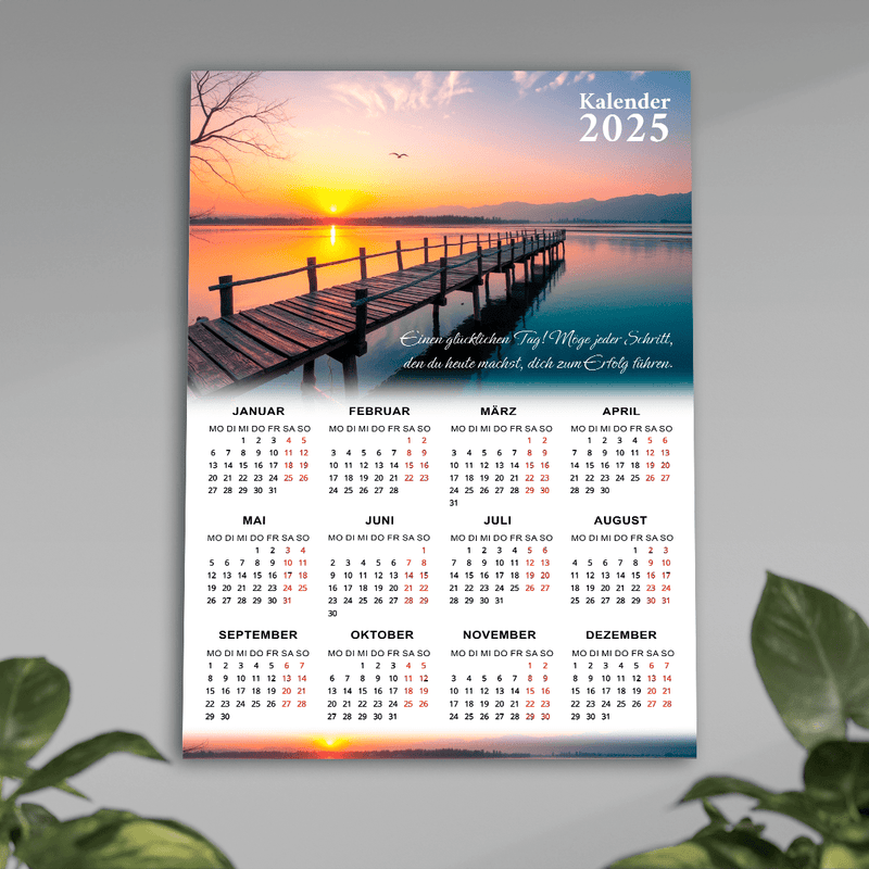 Kalender Sonnenuntergang + Text - Poster, personalisiertes Geschenk für Frau, Mann - Adamell.de