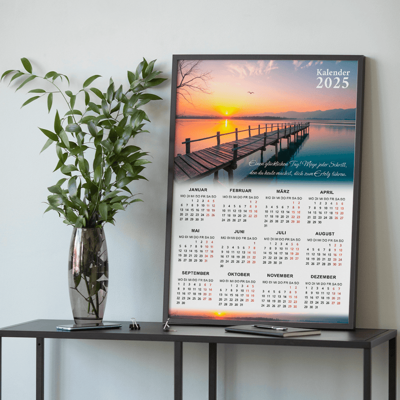 Kalender Sonnenuntergang + Text - Poster, personalisiertes Geschenk für Frau, Mann - Adamell.de