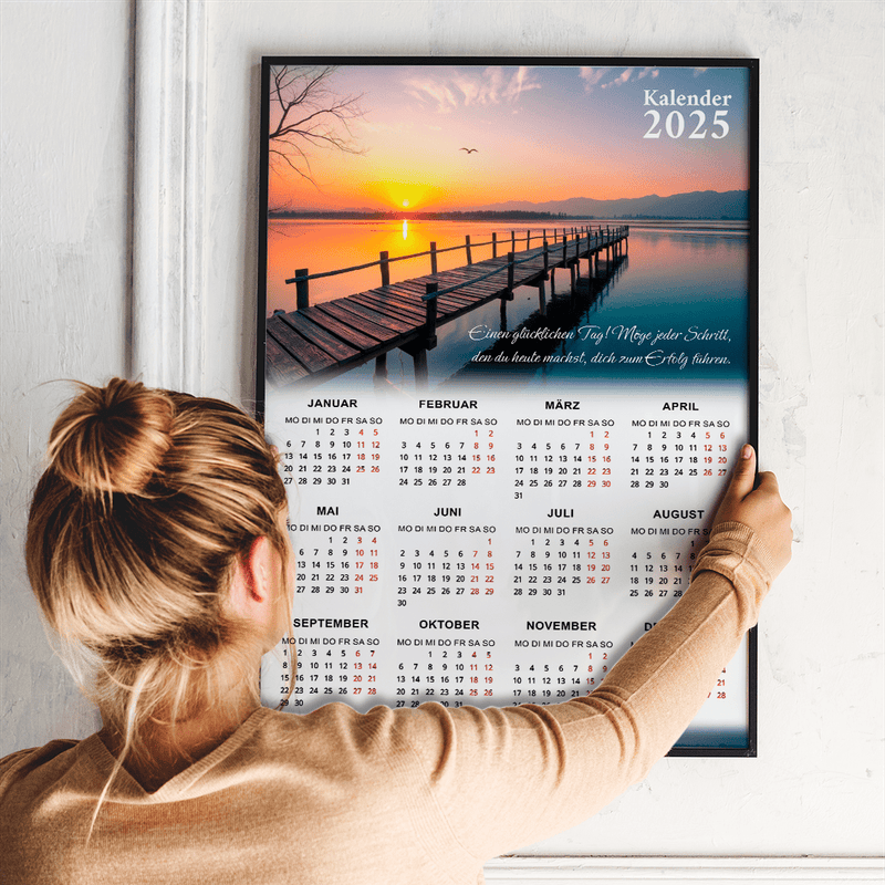 Kalender Sonnenuntergang + Text - Poster, personalisiertes Geschenk für Frau, Mann - Adamell.de