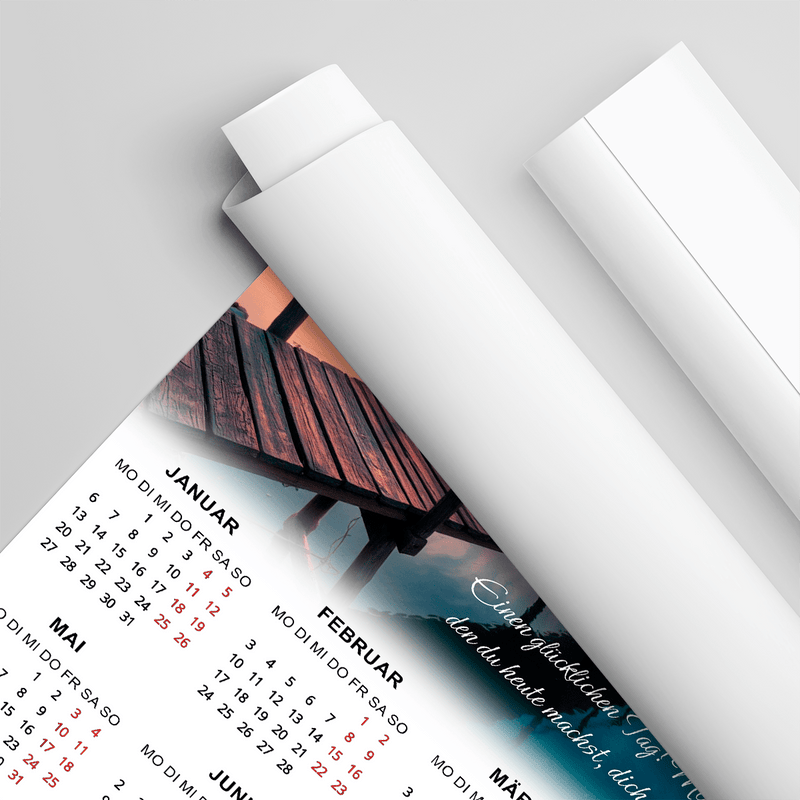 Kalender Sonnenuntergang + Text - Poster, personalisiertes Geschenk für Frau, Mann - Adamell.de