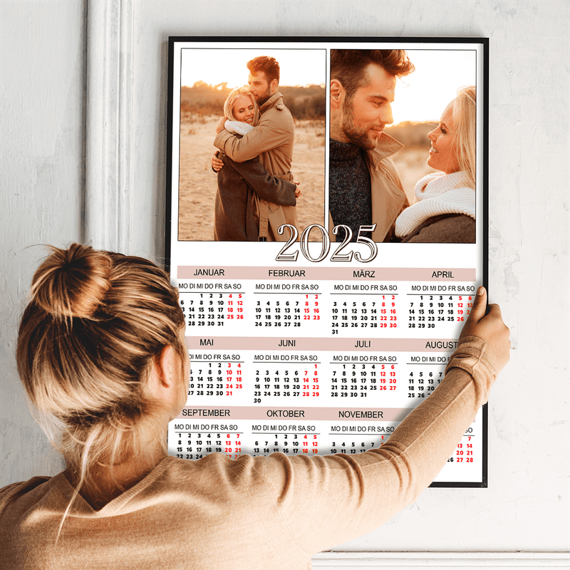 Kalender + zwei romantische Fotos - Poster, personalisiertes Geschenk für Paar - Adamell.de