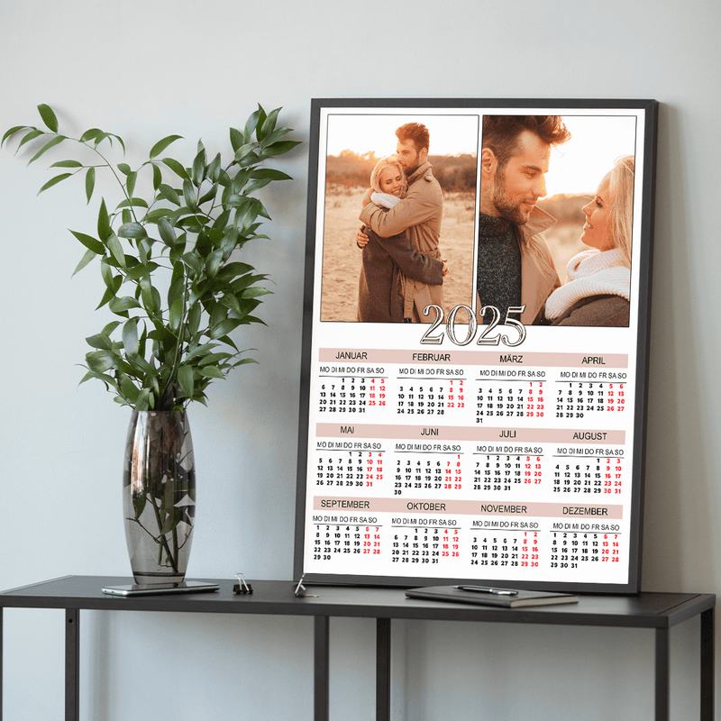 Kalender + zwei romantische Fotos - Poster, personalisiertes Geschenk für Paar - Adamell.de