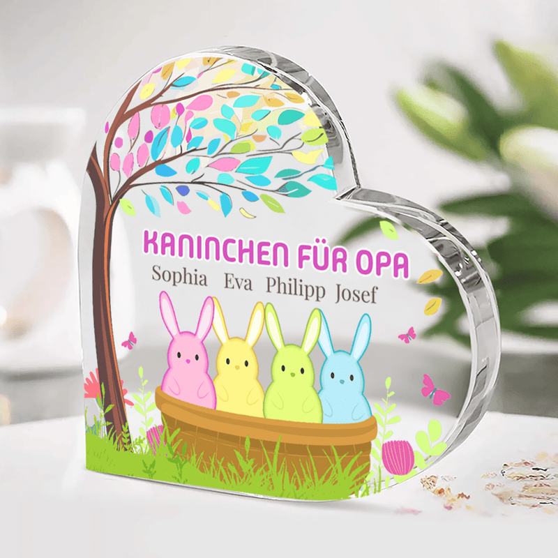 Kaninchen für Opa - Herz aus Glas, personalisiertes Geschenk für Opa - Adamell.de