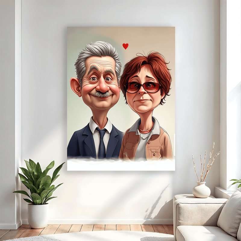 Karikatur von Großeltern - Druck auf Leinwand, personalisiertes Geschenk für Großeltern - Adamell.de