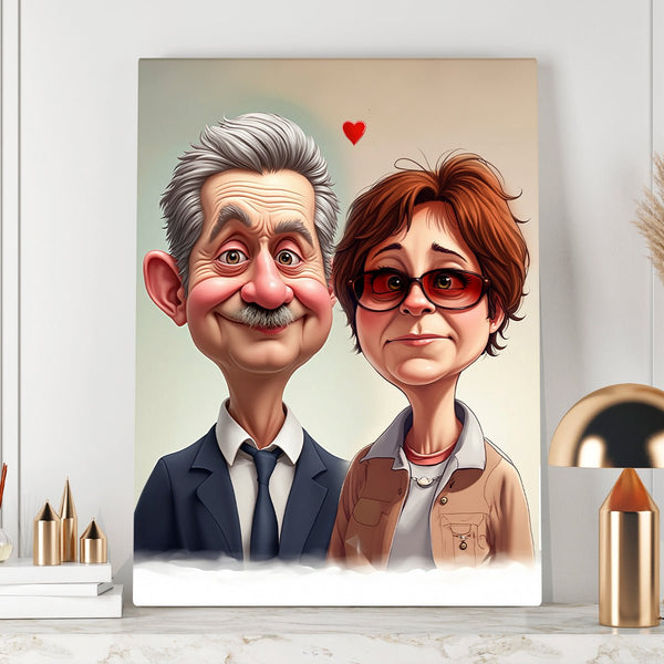 Karikatur von Großeltern - Druck auf Leinwand, personalisiertes Geschenk für Großeltern - Adamell.de