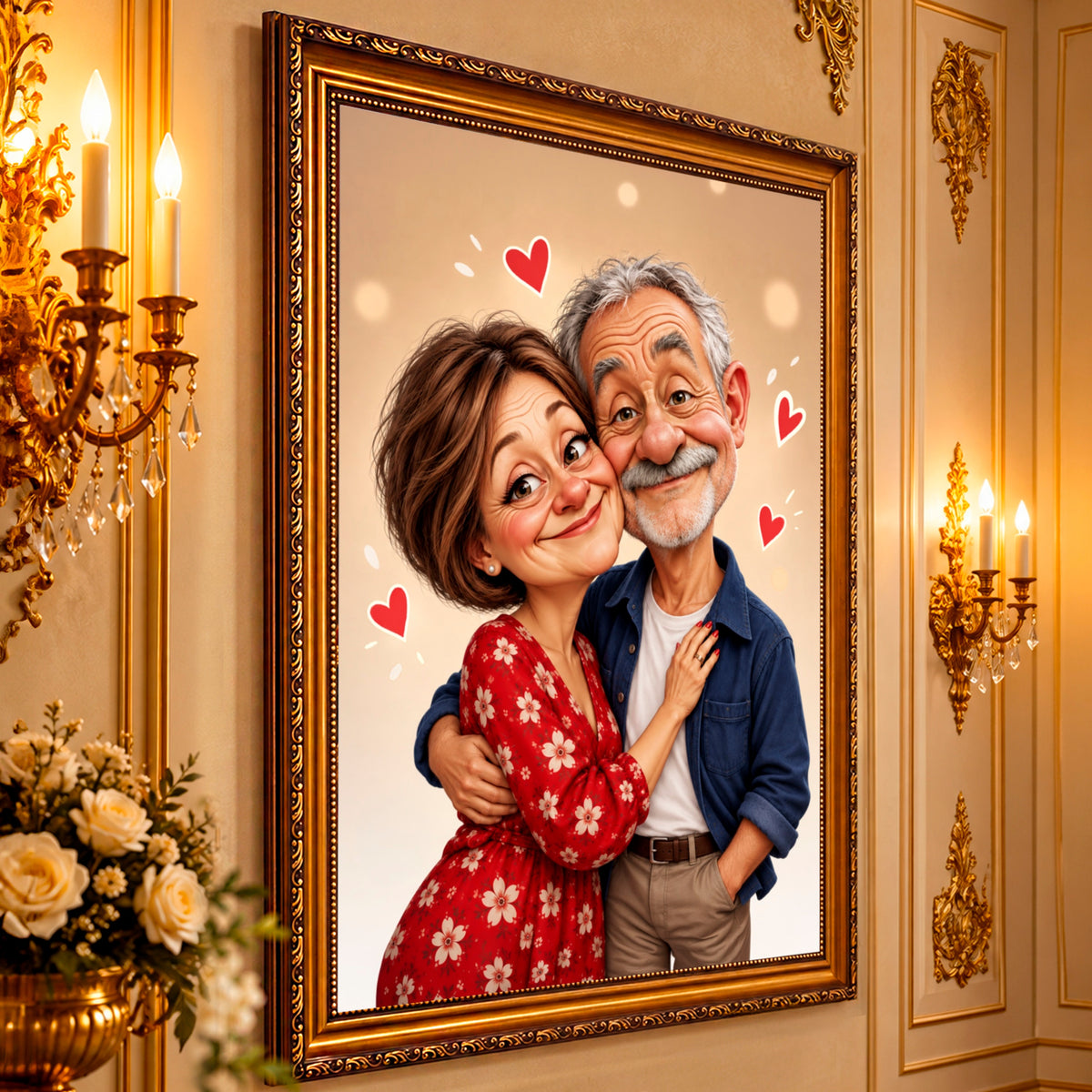 Fotoleinwand Porträt Karikatur der Großeltern — Geschenk für Oma und Opa