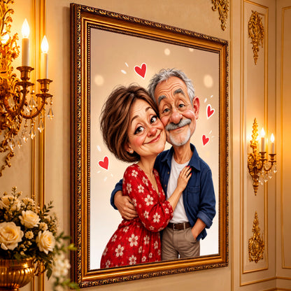 Fotoleinwand Porträt Karikatur der Großeltern — Geschenk für Oma und Opa