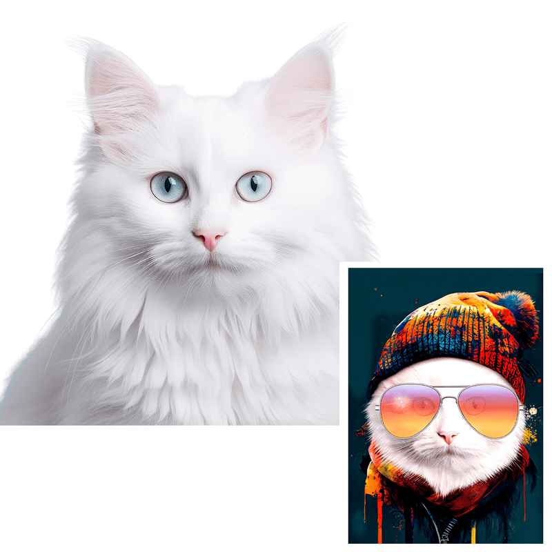 Katze Hippie - Druck auf Leinwand, personalisiertes Geschenk für Katzenliebhaber - Adamell.de