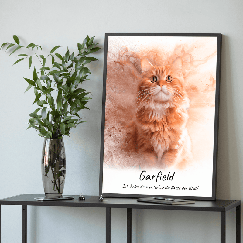 Katzenporträt - Poster, personalisiertes Geschenk für Katzenbesitzer - Adamell.de