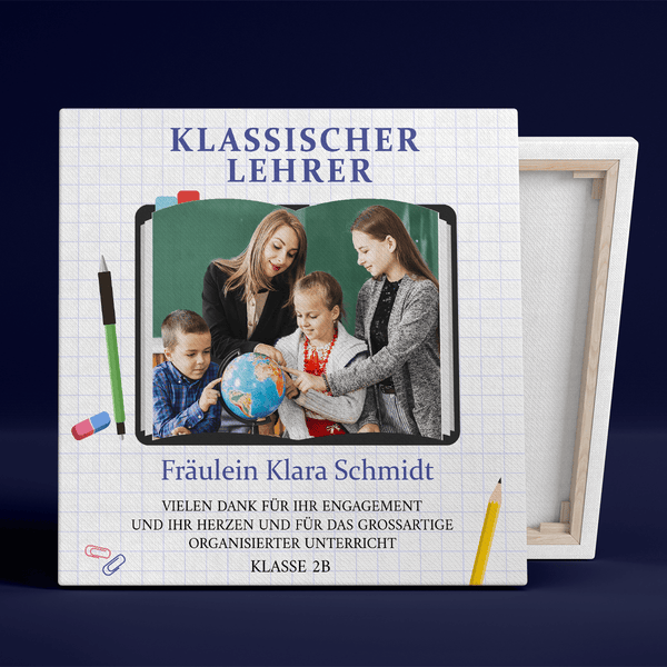 Klassischer Lehrer - Druck auf Leinwand, personalisiertes Geschenk für Lehrer - Adamell.de