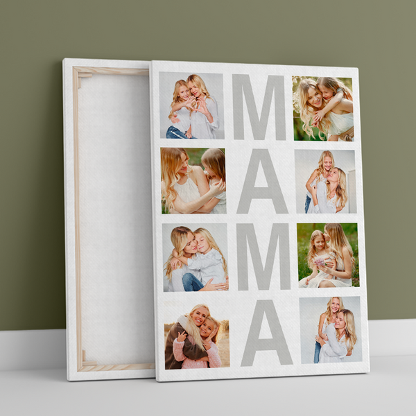 MAMA-Beschriftung + Foto - Druck auf Leinwand, personalisiertes Geschenk für Mama