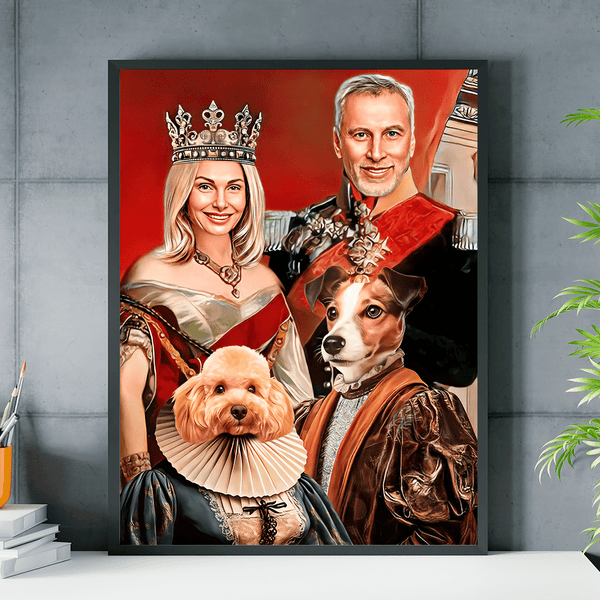 König und Königin mit Hund - Poster, personalisiertes Geschenk für Paar - Adamell.de