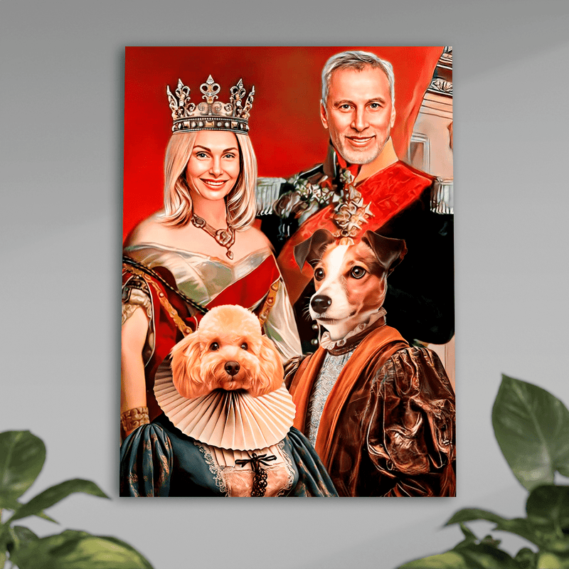 König und Königin mit Hund - Poster, personalisiertes Geschenk für Paar - Adamell.de