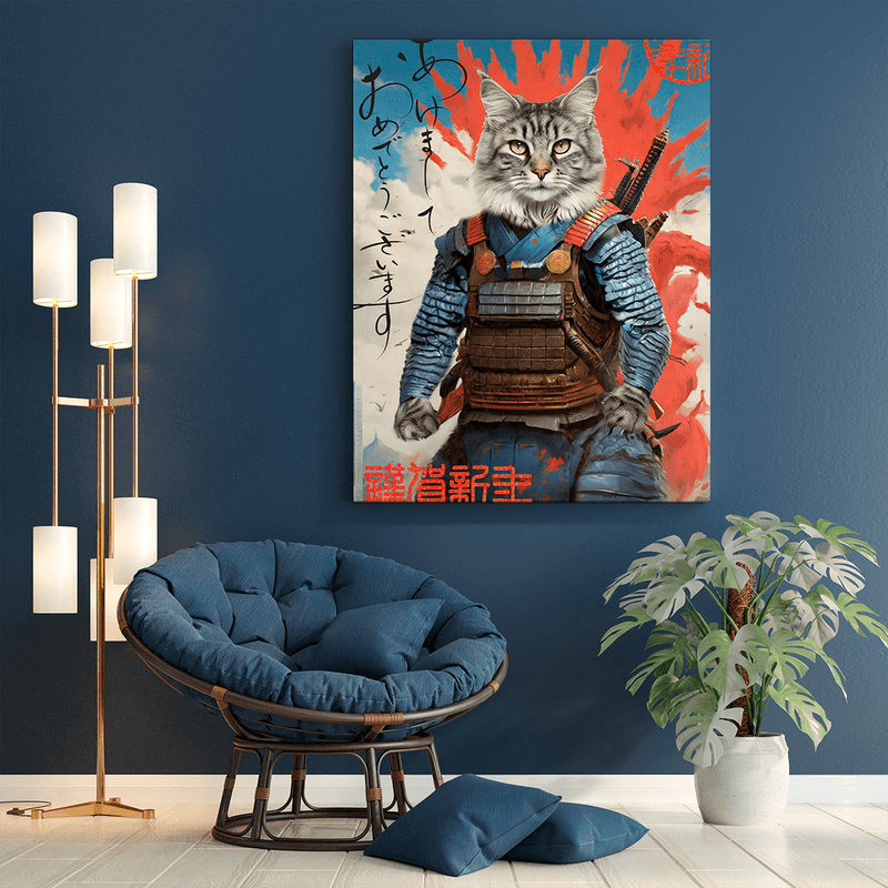 Kriegerkatze - Druck auf Leinwand, personalisiertes Geschenk für Katzenliebhaber - Adamell.de