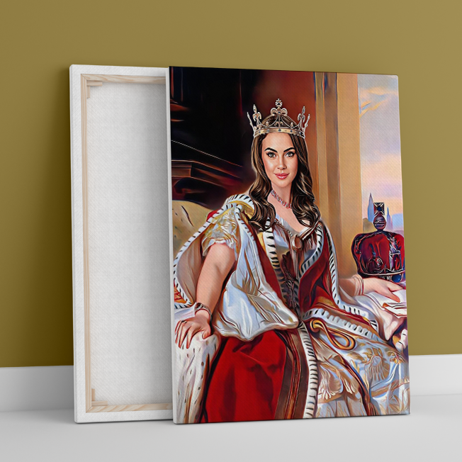Historisches Porträt der Königin - Druck auf Leinwand, personalisiertes Geschenk