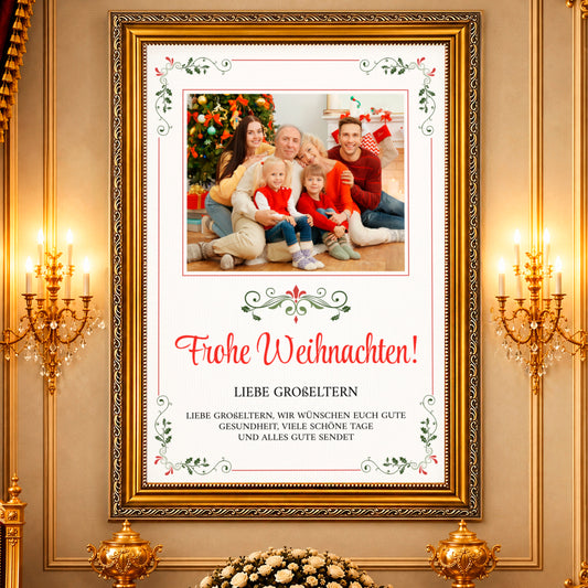 Fotocollage auf Leinwand Frohe Weihnachten liebe — Geschenk für Großeltern