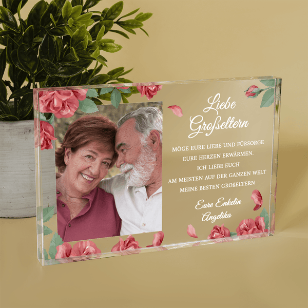 Liebe Großeltern, Foto + Text - Druck auf Glas, personalisiertes Geschenk für Großeltern - Adamell.de