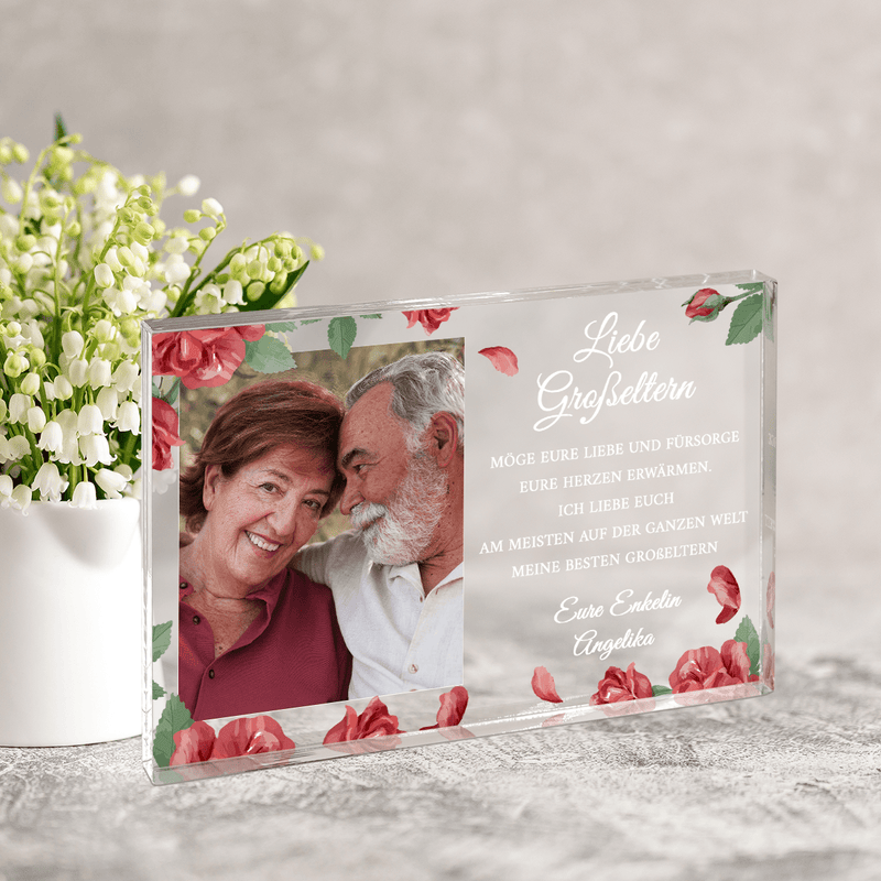 Liebe Großeltern, Foto + Text - Druck auf Glas, personalisiertes Geschenk für Großeltern - Adamell.de