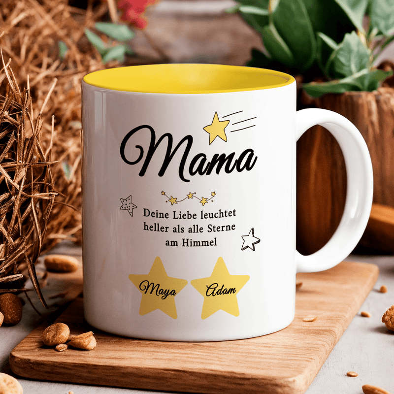 Liebe heller als die Sterne - 1x Bedruckte Tasse, personalisiertes Geschenk für Mama - Adamell.de