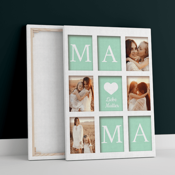 Liebe Mutter Collage aus 4 Fotos - Druck auf Leinwand, personalisiertes Geschenk für Mama - Adamell.de