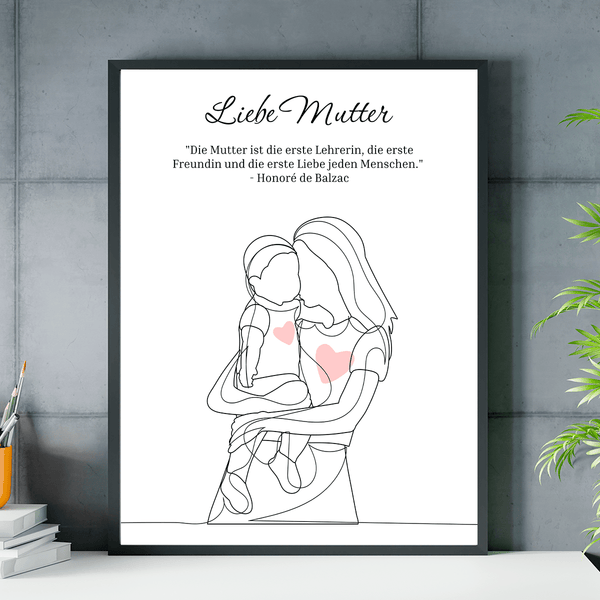 Liebe Mutti Grafik + Zitat - Poster, personalisiertes Geschenk für Mama - Adamell.de