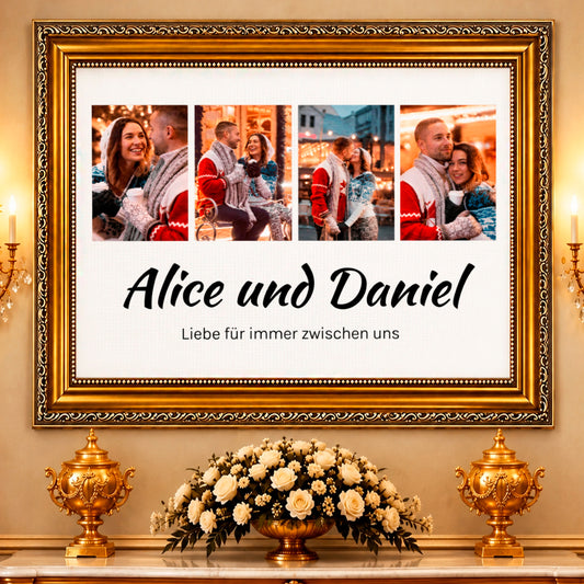 Fotocollage auf Leinwand Liebe zwischen uns — Geschenke für Paare