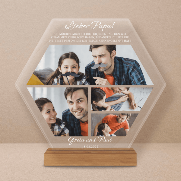 Lieber Papa Collage - Druck auf Glas, personalisiertes Geschenk für Papa - Adamell.de