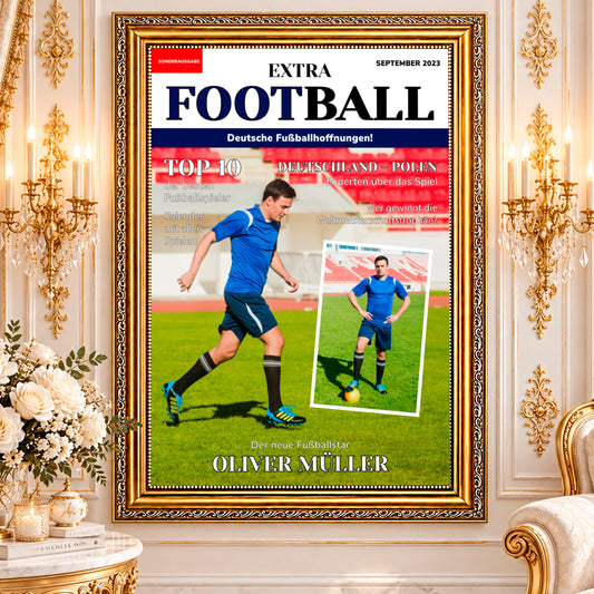 Fotocollage auf Leinwand Fußballmagazin — Geschenk für Sportler