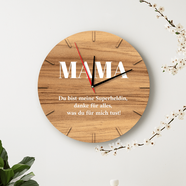 Mama als Superheldin - Uhr, personalisiertes Geschenk für Mama - Adamell.de